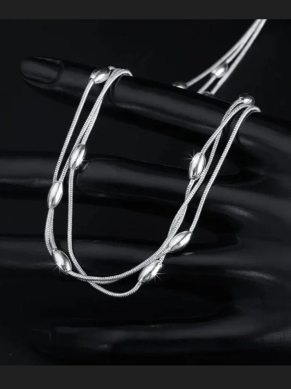 Silver Necklace for Women Charms Beads Luxury Fashion - Picture 3 of 5